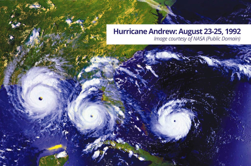 Hurricane Andrew's progress, August 23rd through 25th, 1992
