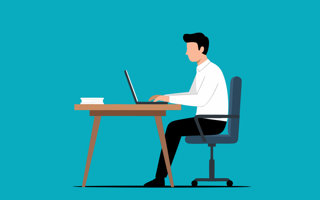 Free office worker computer vector